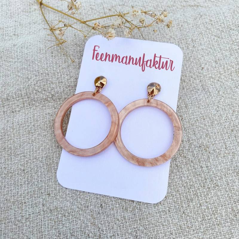 Runde Resin Harz Ohrringe in Light Rosé Rosa von Feenmanufaktur