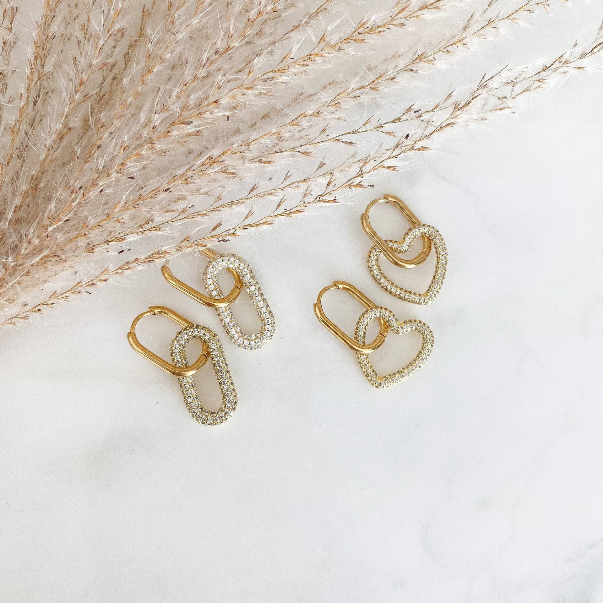 Zirkonia Glitzer Ohrringe Gold/Silber Zirkonia Glitzer Ohrringe Gold/Silber von Feenmanufaktur