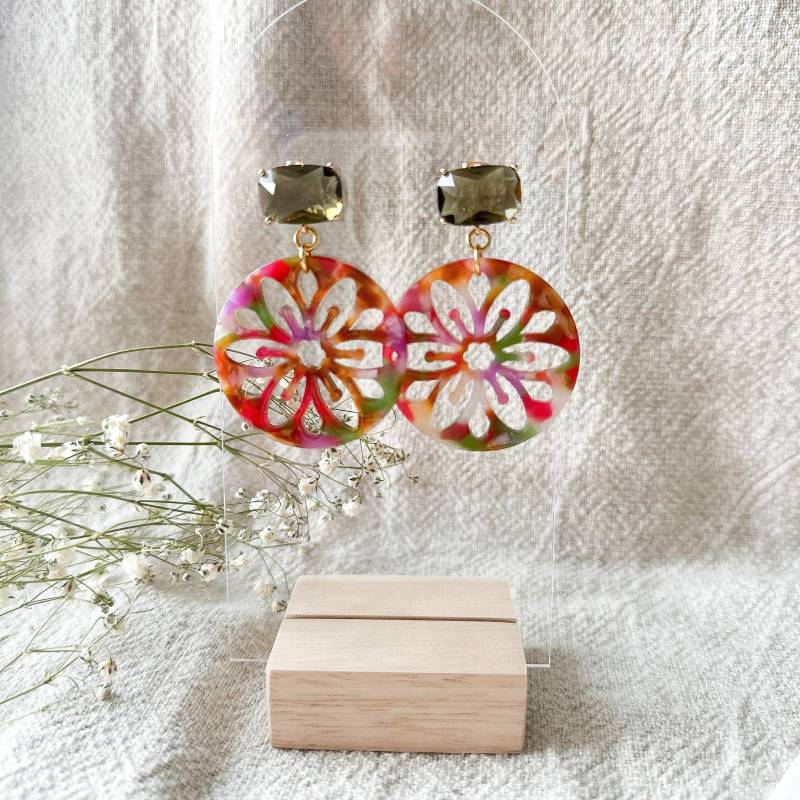 statement Kristallglas Ohrringe "Amira" Aus Epoxid Harz von Feenmanufaktur