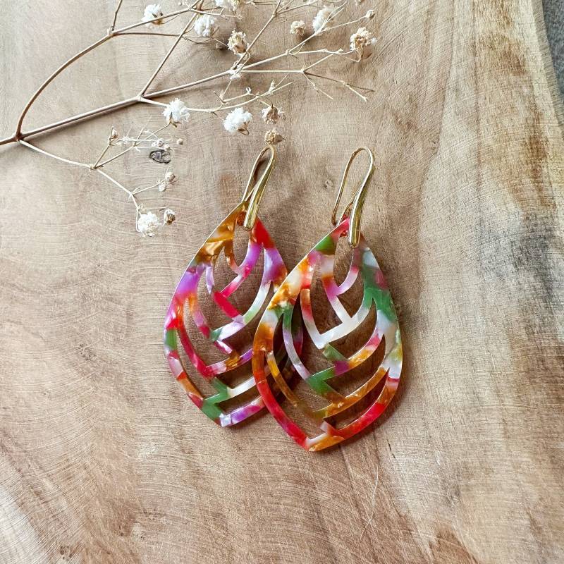 statement Ohrringe "Ivy" Aus Epoxid Harz von Feenmanufaktur