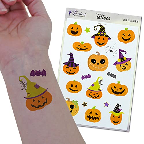 FEENSTAUB Halloween Tattoo 19 Stück, Kürbis Tattoo, Klebetattoos Kinder, temporäres Tattoo, Halloweenparty Kinder, Klebetattoo, Halloween Gastgeschenke, Kinderparty, Gruselfest Accessoires FEENSTAUB Halloween Tattoo 19 Stück, Kürbis Tattoo, Klebetattoos Kinder, temporäres Tattoo, Halloweenparty Kinder, Klebetattoo, Halloween Gastgeschenke, Kinderparty, Gruselfest Accessoires von Feenstaub