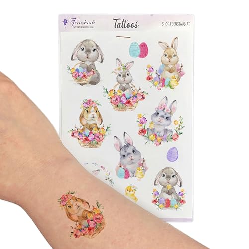 FEENSTAUB Ostern Tattoos, Mitbringsel Osterfest, Idee für Osternest, temporäre Klebetattoos, Inhalt für Osterkörbchen, süße Kindertattoos mit Ostermotiven, Osterhasen FEENSTAUB Ostern Tattoos, Mitbringsel Osterfest, Idee für Osternest, temporäre Klebetattoos, Inhalt für Osterkörbchen, süße Kindertattoos mit Ostermotiven, Osterhasen von Feenstaub