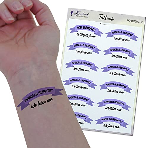 FEENSTAUB Tattoo Junggesellinnenabschied Team Braut, temporäre Klebetattoos für einen JGA mit Brautnamen personalisierbar, Tattoos Junggesellenabschied Frauen, JGA Tattoo Team Bride FEENSTAUB Tattoo Junggesellinnenabschied Team Braut, temporäre Klebetattoos für einen JGA mit Brautnamen personalisierbar, Tattoos Junggesellenabschied Frauen, JGA Tattoo Team Bride von Feenstaub