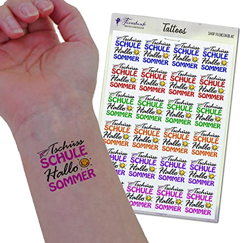 FEENSTAUB Temporäre Klebetattoos Ferienbeginn, Geschenk Sommerferien, Zeugnis Geschenk, Kindertattoos zum Aufkleben, Geschenk zum Zeugnis, Feriengeschenk Grundschule, Lehrer Geschenk FEENSTAUB Temporäre Klebetattoos Ferienbeginn, Geschenk Sommerferien, Zeugnis Geschenk, Kindertattoos zum Aufkleben, Geschenk zum Zeugnis, Feriengeschenk Grundschule, Lehrer Geschenk von Feenstaub