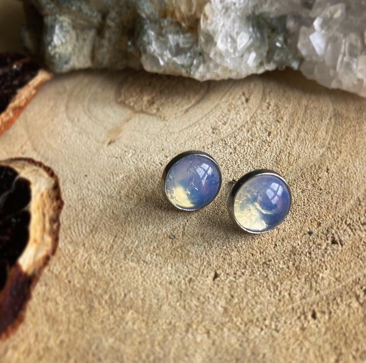 Opalith Ohrstecker, Ohrringe, Handgefertigtes Unikat, Silber, Allergiker Freundlich, Filigran, Dezent, Heilstein Schmuck, Elegant von FeenstaubArt