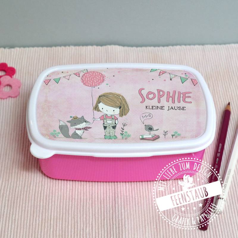 Brotdose Für Kinder Mit Namen Personalisiert - Mädchen Rosa, Frühstücksdosen, Lunchbox, Jausenbox, Geschenk Zur Einschulung in Schultüte von FeenstaubHandmade