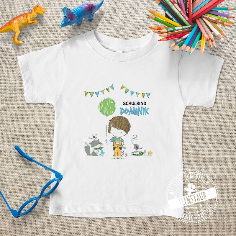 Bügelbild Einschulung Schulstart, Endlich Ein Schulkind, Bügelfolie Personalisierbar Name Für Jungen Blau, Geschenk Zum Schulbeginn von FeenstaubHandmade