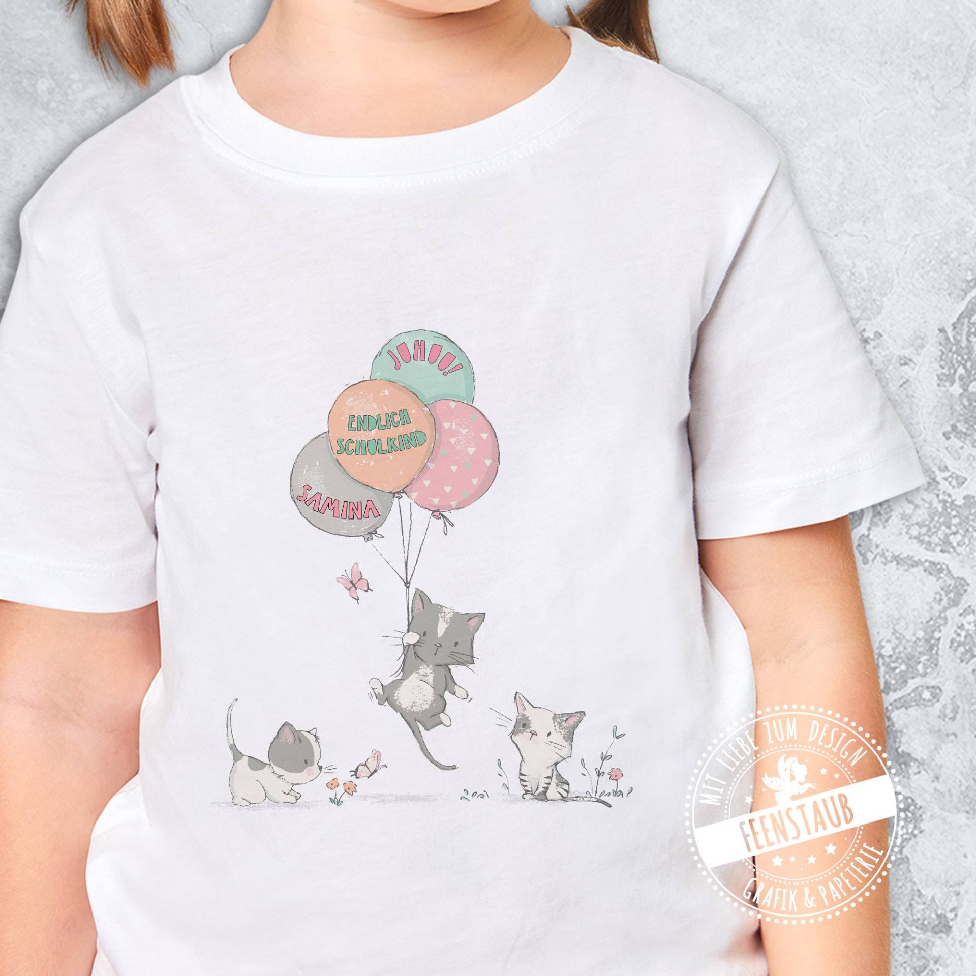 Bügelbild Einschulung Schulstart, Endlich Ein Schulkind, Bügelfolie Personalisierbar Name Für Mädchen Mit Katzen, Geschenk Zum Schulbeginn Bügelbild Einschulung Schulstart, Endlich Ein Schulkind, Bügelfolie Personalisierbar Name Für Mädchen Mit Katzen, Geschenk Zum Schulbeginn von FeenstaubHandmade