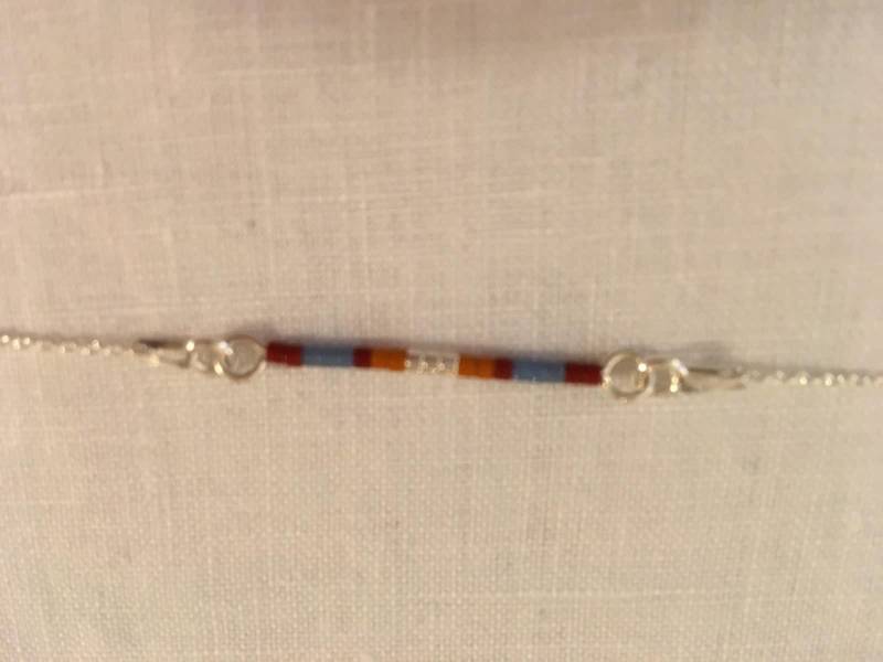 Armband Silber Feine Kette Mit Glasperlen Miyuki Caramel, Braun, Blau Und Gedumpten Geld von FeesPaillettes