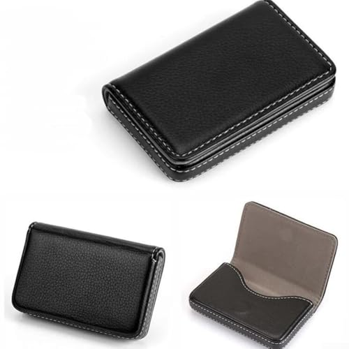 Feeshoppher Schlankes und elegantes Kartenetui aus PU-Leder, passt perfekt in die Hosentasche oder Handtasche, Schwarz von Feeshoppher
