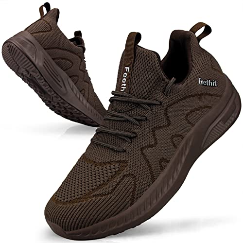 Feethit Laufschuhe Herren Schuhe Sportschuhe Sneaker Turnschuhe Herren Braun Tennis Fitness Freizeit Straßenlaufschuhe Jogging Walkingschuhe Leichtgewichts Atmungsaktiv Schlüpfen Schuhe 44 EU von Feethit