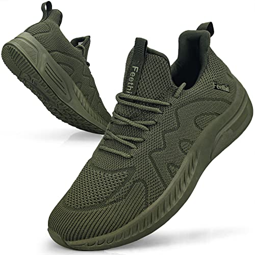 Feethit Sneaker Herren Schuhe Sportschuhe Laufschuhe Turnschuhe Herren Tennis Fitness Jogging Walkingschuhe Leichtgewichts Atmungsaktiv Freizeit Straßenlaufschuhe Schlüpfen Schuhe Arm grün 40 EU von Feethit