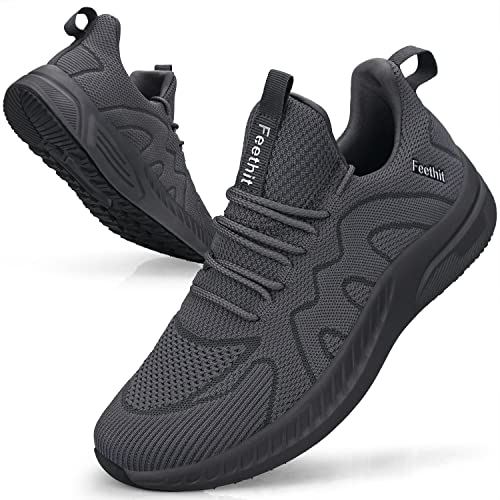 Feethit Sneaker Herren Schuhe Sportschuhe Laufschuhe Turnschuhe Tennis Fitness Jogging Walkingschuhe Leichtgewichts Atmungsaktiv Freizeit Straßenlaufschuhe Schlüpfen Dunkel Grau 43 EU von Feethit