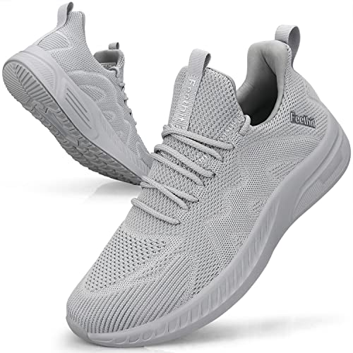 Feethit Sneaker Herren Schuhe Sportschuhe Laufschuhe Turnschuhe Herren Tennis Fitness Jogging Walkingschuhe Leichtgewichts Atmungsaktiv Freizeit Straßenlaufschuhe Schlüpfen Schuhe Licht Grau 40 EU von Feethit