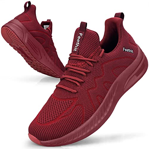 Feethit Sneaker Herren Schuhe Sportschuhe Laufschuhe Turnschuhe Herren Tennis Fitness Jogging Walkingschuhe Leichtgewichts Atmungsaktiv Freizeit Straßenlaufschuhe Schlüpfen Schuhe Rot 40 EU von Feethit