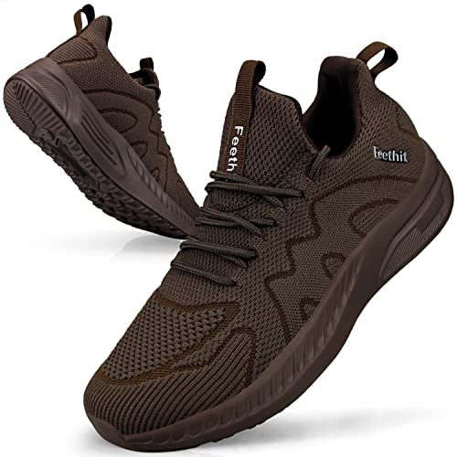 Feethit Sportschuhe Herren Laufschuhe Schuhe Sneaker Turnschuhe Herren Tennis Fitness Freizeit Straßenlaufschuhe Jogging Walkingschuhe Leichtgewichts Atmungsaktiv Schlüpfen Schuhe Braun 41 EU von Feethit