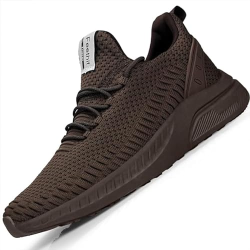 Feethit Turnschuhe Herren Laufschuhe Sportschuhe Sneaker rutschfeste Gummisohlen Leichte und Atmungsaktiv für Gehen Braun 43 von Feethit