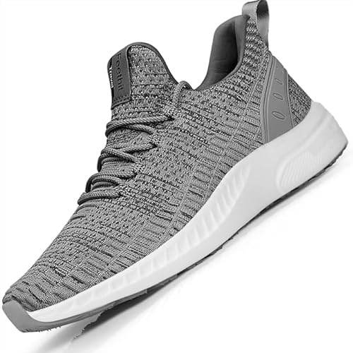 Feethit Turnschuhe Herren Laufschuhe Sportschuhe Sneaker rutschfeste Gummisohlen Leichte und Atmungsaktiv für Gehen Laufen Joggen Sports Grau 40 von Feethit