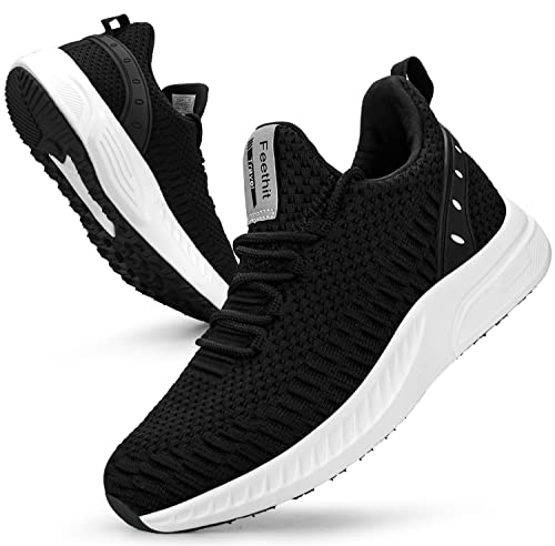 Feethit Damen Laufschuhe Turnschuhe Sportschuhe Sneaker Leichtgewichts Atmungsaktiv Walkingschuhe Outdoor Fitness Jogging Sportsschuhe 39 Weiß Schwarz von Feethit