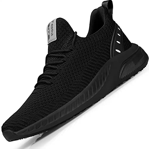 Feethit Turnschuhe Herren Laufschuhe Sportschuhe Sneaker rutschfeste Gummisohlen Leichte und Atmungsaktiv für Gehen Laufen Joggen Sports Schwarz 42 von Feethit