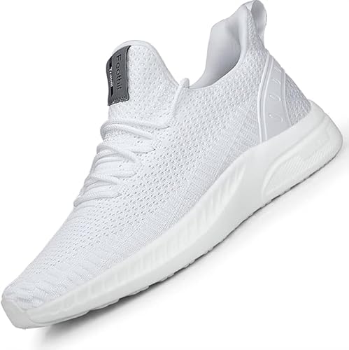 Feethit Turnschuhe Herren Laufschuhe Sportschuhe Sneaker rutschfeste Gummisohlen Leichte und Atmungsaktiv für Gehen Laufen Joggen Sports Weiß 42 von Feethit