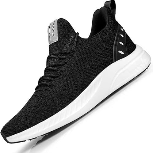 Feethit Turnschuhe Herren Laufschuhe Sportschuhe Sneaker rutschfeste Gummisohlen Leichte und Atmungsaktiv für Gehen Weiß Schwarz 41 von Feethit