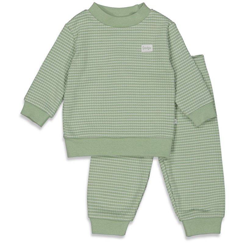 Feetje 2-tlg. Schlafanzug Lang Waffelpyjama green melange von Feetje