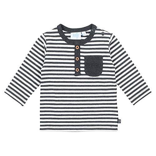 Feetje Baby-Jungen Langarmshirt Geringelt, Größe:50, Farbe:anthrazit/weiß von Feetje