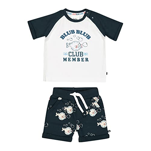 Feetje Baby-Jungen Set - T-Shirt+Shorts Kugelfisch, weiss-marine, 74 von Feetje