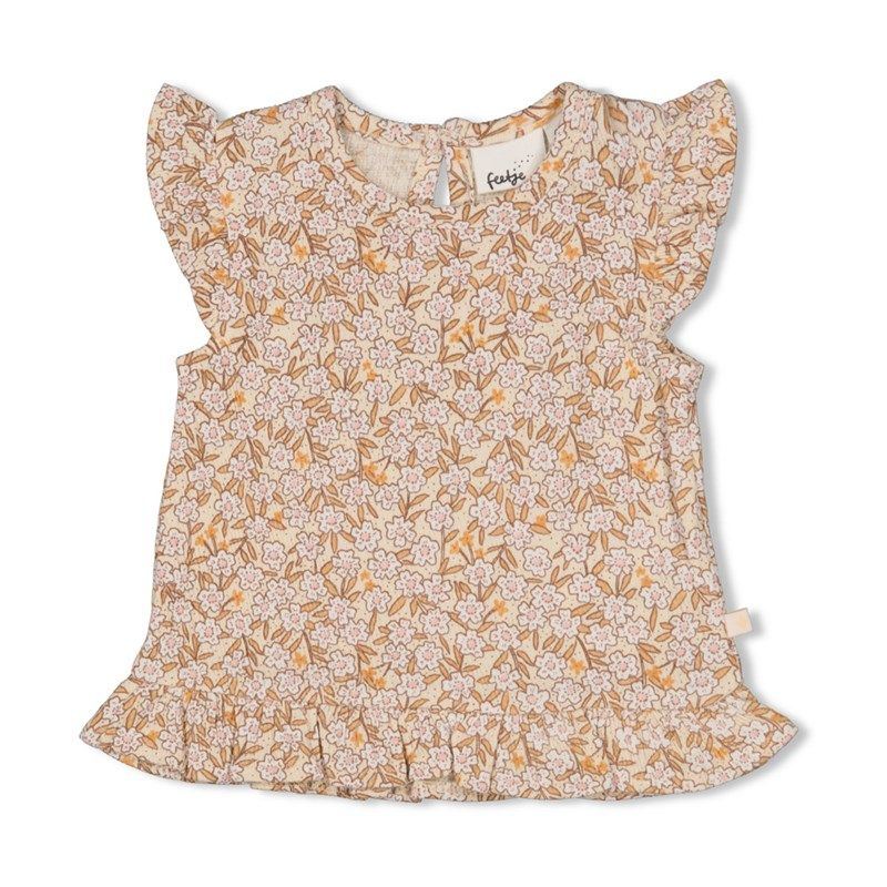 Feetje Flower Field T-Shirt mit Rüschen Mädchen cream pfirisch Sommer von Feetje