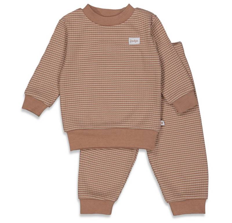 Feetje Pyjama Feetje Jungen Schlafanzug Pyjama lang Waffel braun (1 tlg) von Feetje