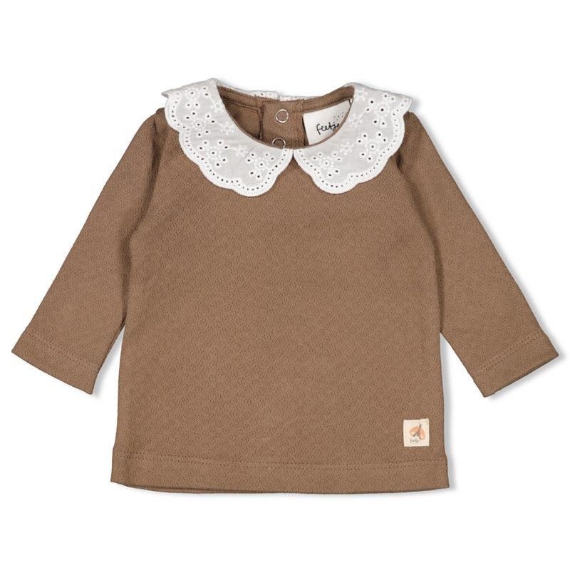 Longsleeve mit Bubikragen Mädchen Dancing in the moonlight Feetje brown von Feetje