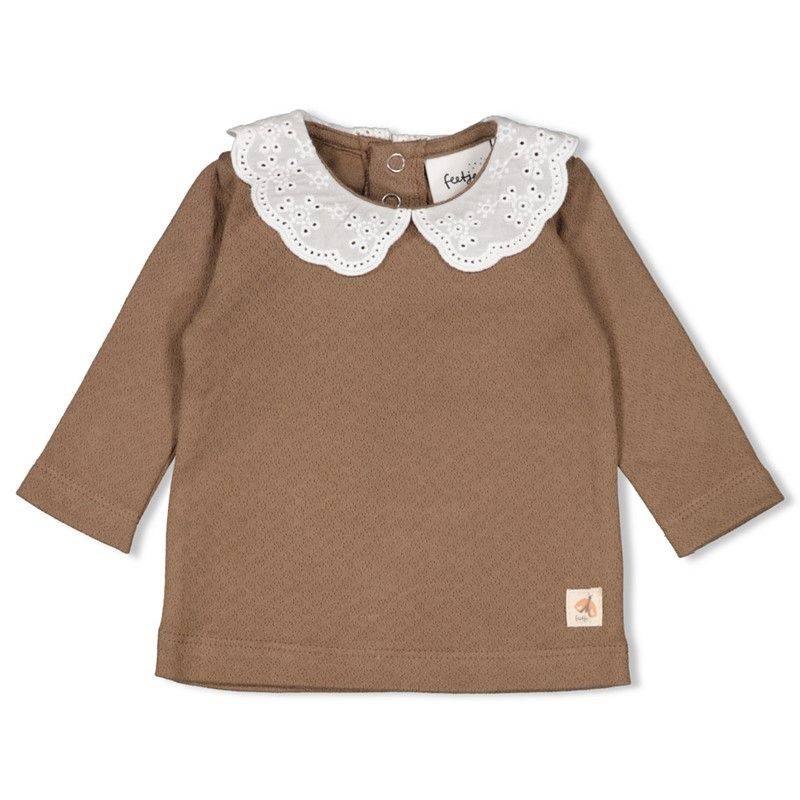 Longsleeve mit Bubikragen Mädchen Dancing in the moonlight Feetje brown von Feetje