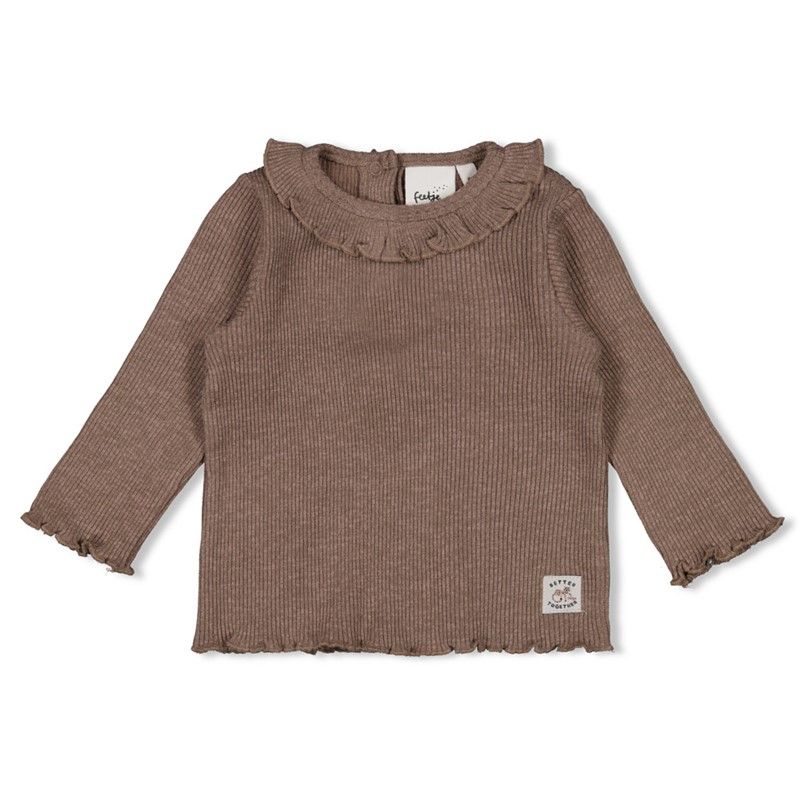gerippte Longsleeve Mädchen Better together Feetje braun melange von Feetje