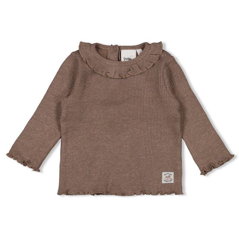 gerippte Longsleeve Mädchen Better together Feetje braun melange von Feetje