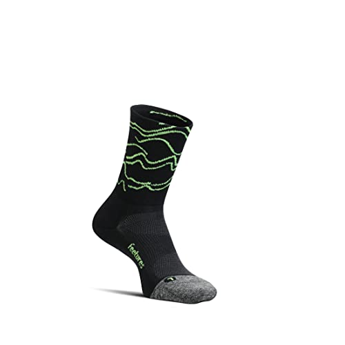Feetures Elite Light Cushion Mini Crew Sock - Sportsocken mit gezielter Kompression - (1 Paar), Rogue Black, Medium von Feetures