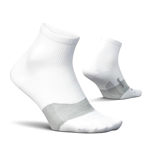 Feetures Elite Ultra Light Cushion Quarter - Sportsocken mit gezielter Kompression - (1 Paar), Farbe: Weiß, Large von Feetures