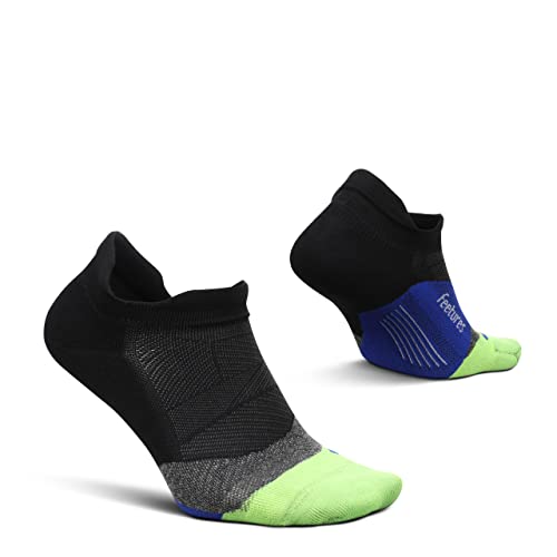 Feetures Elite Ultraleichte gepolsterte Knöchelsocken – Sportsocken mit gezielter Kompression – (1er Pack und 3er-Pack), Black Neon (1 Pack), Medium von Feetures