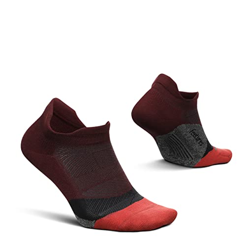Feetures Elite Ultraleichte gepolsterte Knöchelsocken – Sportsocken mit gezielter Kompression – (1er Pack und 3er-Pack), Dark Cherry (1 Pack), Large von Feetures