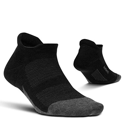 Feetures - Merino 10 Cushion - No Show Tab - Athletic Running Socks for Men and Women - Charcoal - Small von Feetures