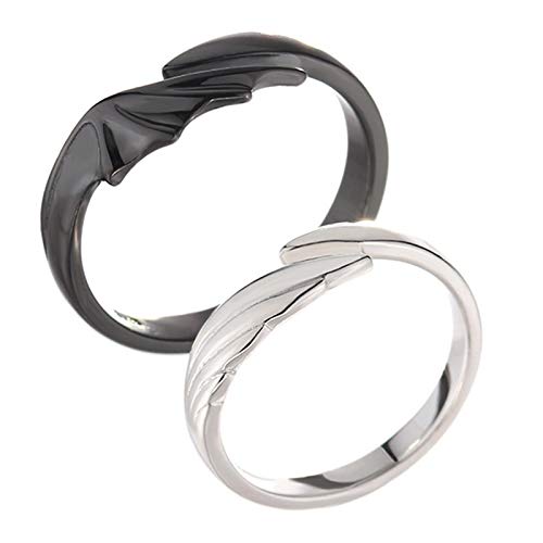Fegtrty Ringe Paar Ringe und Paar Ringe Schmuck Paar Ringe MäNner und Frauen Ringe (Schwarz und Silber Farbe) 2 StüCk von Fegtrty