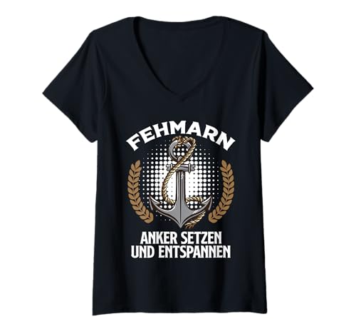 Damen FEHMARN Anker SETZEN UND ENTSPANNEN Lustiges Ostsee T-Shirt mit V-Ausschnitt Damen FEHMARN Anker SETZEN UND ENTSPANNEN Lustiges Ostsee T-Shirt mit V-Ausschnitt von Fehmarn Geschenk Ostsee Shirt Fehmarn Souvenier