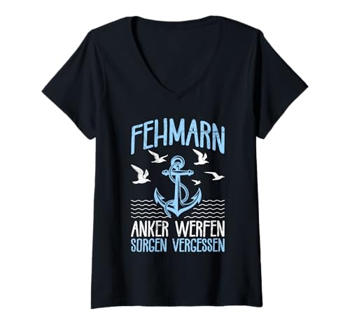 Damen FEHMARN Anker WERFEN Sorgen VERGESSEN Lustig Ostsee T-Shirt mit V-Ausschnitt Damen FEHMARN Anker WERFEN Sorgen VERGESSEN Lustig Ostsee T-Shirt mit V-Ausschnitt von Fehmarn Geschenk Ostsee Shirt Fehmarn Souvenier