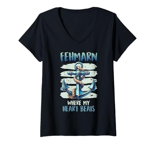 Damen FEHMARN DORT WO Mein Herz SCHLÄGT Lustiges Ostsee T-Shirt mit V-Ausschnitt Damen FEHMARN DORT WO Mein Herz SCHLÄGT Lustiges Ostsee T-Shirt mit V-Ausschnitt von Fehmarn Geschenk Ostsee Shirt Fehmarn Souvenier