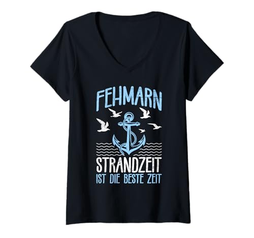 Damen Ostsee FEHMARN STRANDZEIT DIE Beste Zeit Insel Fehmarn T-Shirt mit V-Ausschnitt Damen Ostsee FEHMARN STRANDZEIT DIE Beste Zeit Insel Fehmarn T-Shirt mit V-Ausschnitt von Fehmarn Geschenk Ostsee Shirt Fehmarn Souvenier