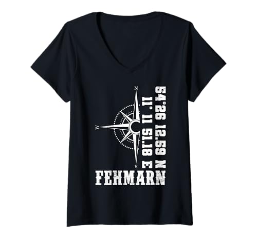 Damen Ostsee Insel FEHMARN Souvenier Lustiges Insel Fehmarn T-Shirt mit V-Ausschnitt von Fehmarn Geschenk Ostsee Shirt Fehmarn Souvenier