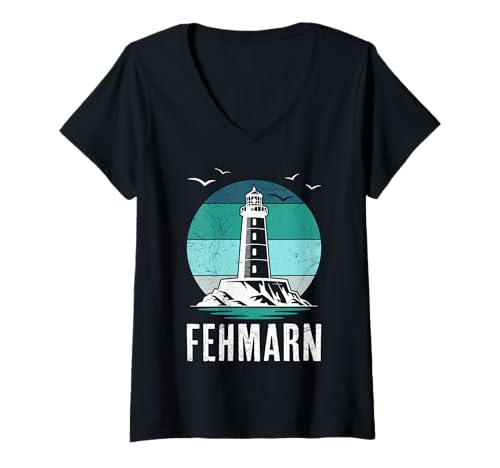 Damen Ostsee Insel FEHMARN Souvenier Lustiges Insel Fehmarn T-Shirt mit V-Ausschnitt von Fehmarn Geschenk Ostsee Shirt Fehmarn Souvenier