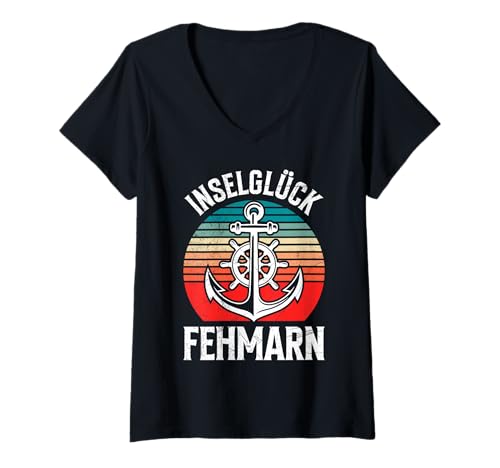 Damen Ostsee Urlaub INSELGLÜCK FEHMARN Lustiges Fehmarn Souvenier T-Shirt mit V-Ausschnitt Damen Ostsee Urlaub INSELGLÜCK FEHMARN Lustiges Fehmarn Souvenier T-Shirt mit V-Ausschnitt von Fehmarn Geschenk Ostsee Shirt Fehmarn Souvenier