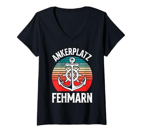 Damen Segeln ANKERPLATZ FEHMARN Lustiges Ostsee Urlaub T-Shirt mit V-Ausschnitt Damen Segeln ANKERPLATZ FEHMARN Lustiges Ostsee Urlaub T-Shirt mit V-Ausschnitt von Fehmarn Geschenk Ostsee Shirt Fehmarn Souvenier