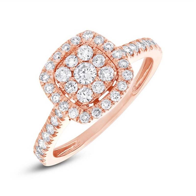 14K Roségold Diamant Kissen Cluster Verlobung Hochzeit Jubiläum Ring #2324 von FehmisCreations